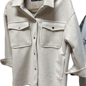 Zara Cream Utility Jacket with Flap Pockets